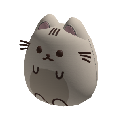 ♡ cute kawaii kitty grey round plushie (holdable)
