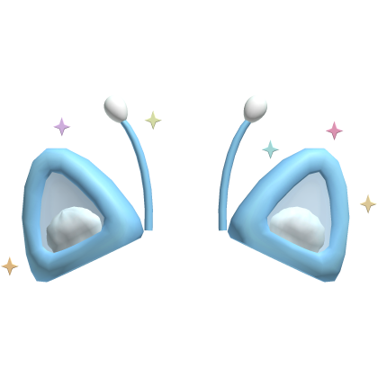Sparkling Sky Blue Alien Cat Ears