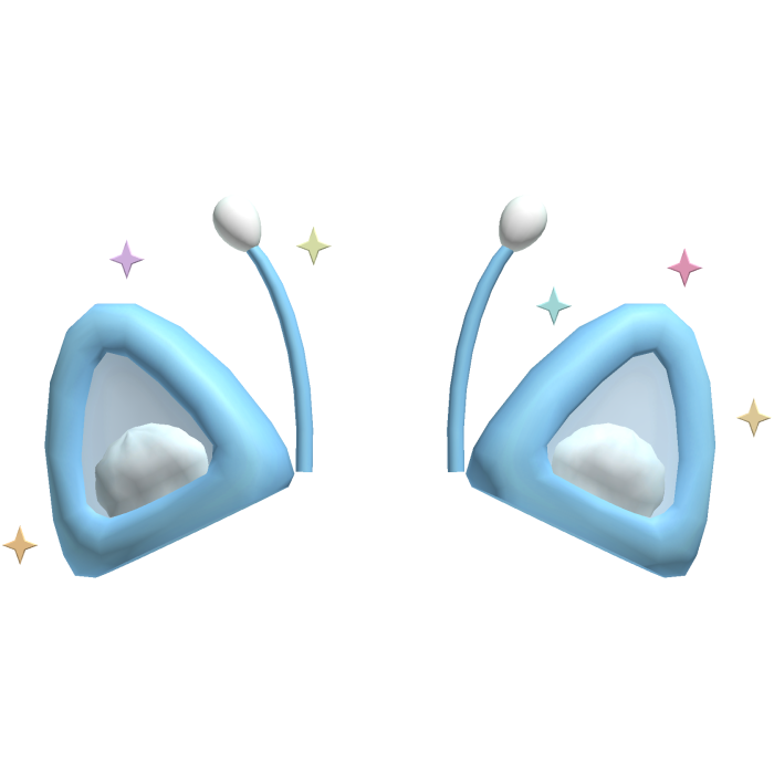 Sparkling Sky Blue Alien Cat Ears