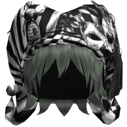 Black Gothic Circus Jester Hat w Green Hair Roblox item