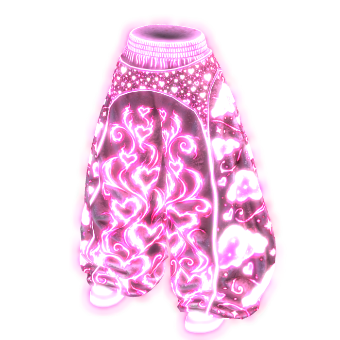Glow Pink Emissive Heart Baggy Pants BOEVI