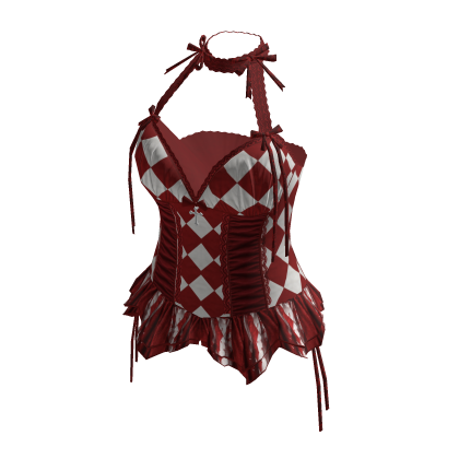 Coquette Diamond Corset Top (Red N White)