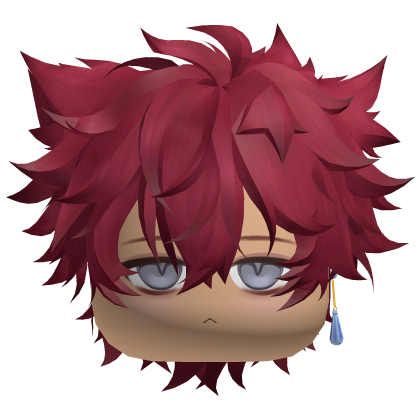 Red Furry Messy Anime Boy Hair w/ ears