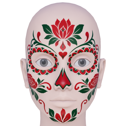 Halloween Día de los Muertos Red Rose Makeup