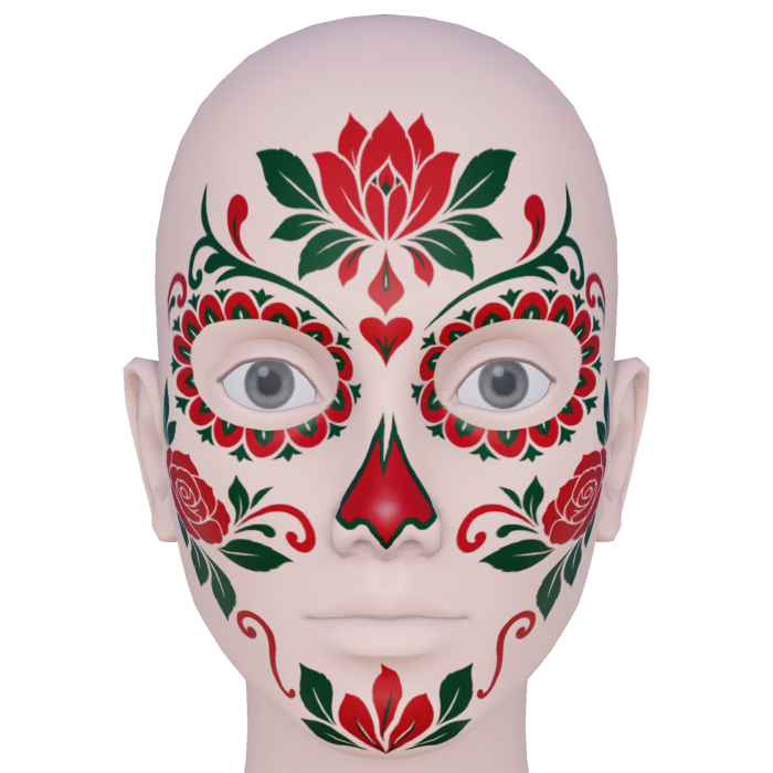 Halloween Día de los Muertos Red Rose Makeup