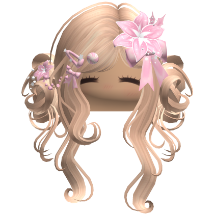 ♡ Christmas Flowery Twin Buns (Blonde)