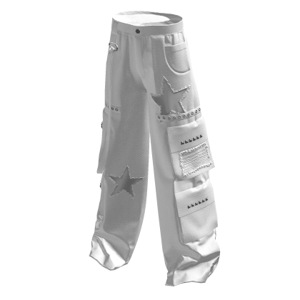 Stars Y2K Cargo Pants White