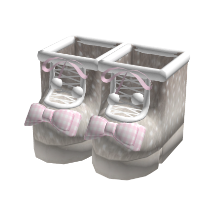 ♡ : light fawn plaid bow fur boots 3.0