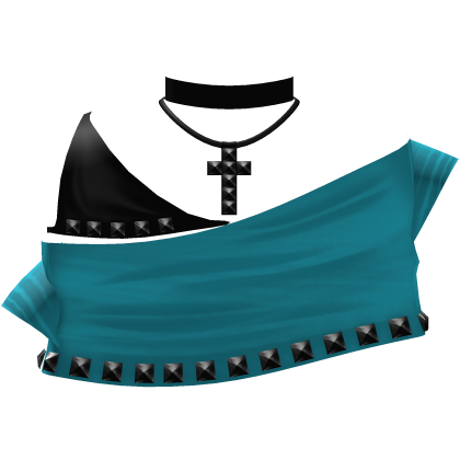 gothic emo blue top w studded cross choker Roblox item