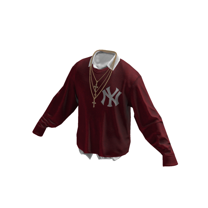 Burgundy NY Sweater w / Gold Chains
