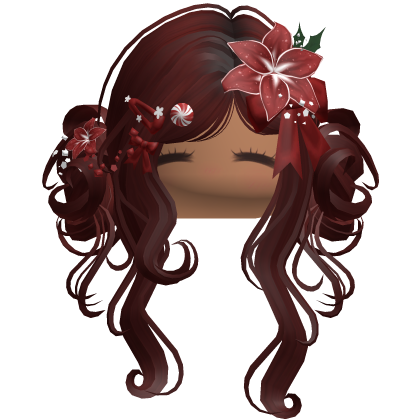 ♡ Christmas Flowery Twin Buns (Red)