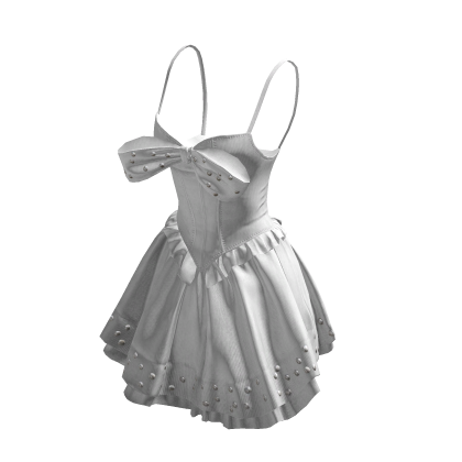 White Bow Silk Dress thumbnail