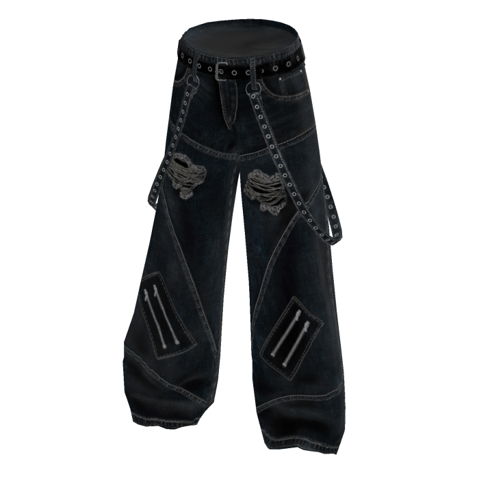 Y2K Rivet Strap Jeans - Blue