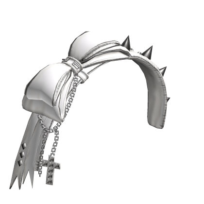 White Emo Bow & Chained Spiky Headband