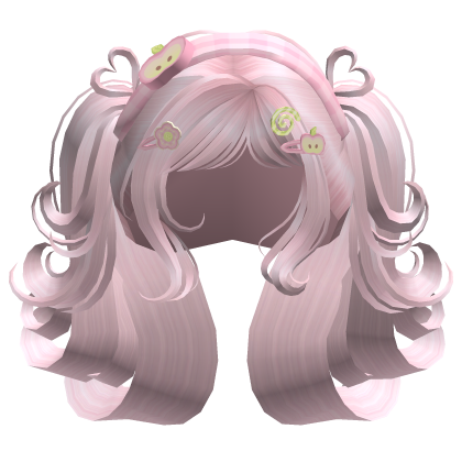 Heart Pink Pigtails W/ Pink Headband&Clips