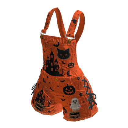 Girl Halloween Overalls (Orange)