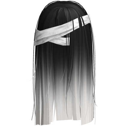 Horror Black White Hair w White Face Bandages Roblox item