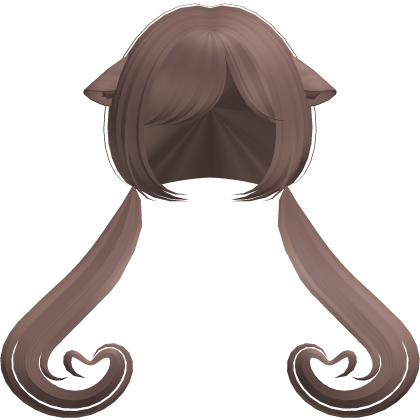♡ : cute long swirly kitty pigtails milk tea brown Roblox item