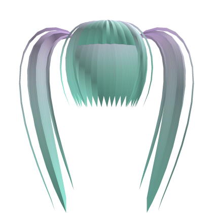 long high hime pigtails (teal and purple) Roblox item