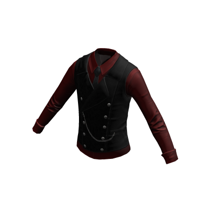 Formal Shirt w/ Vest & Tie | Black Dark Red