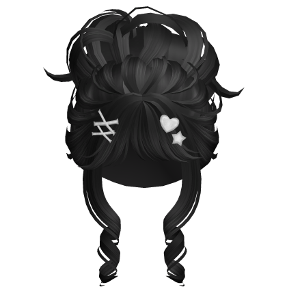 Wispy Cute Bun Wavy MilkTea Hair (Black) Roblox item