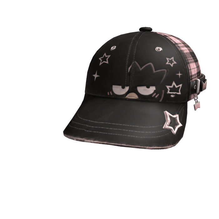 Black Pink Cyber Kitty Star Cap