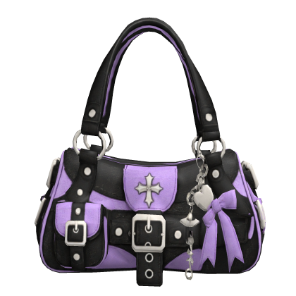 Purple Y2K Charm Buckle Shoulder Bag