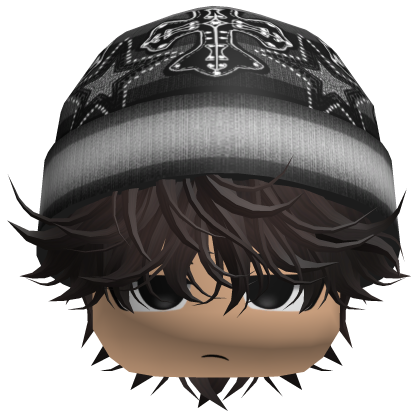 Messy Spikey Hair W/ Skater Beanie Dark Brown Roblox item