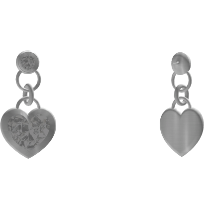Silver Heart Diamond Earrings