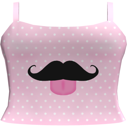 ♡ pink pastel goth polka dot bleh mustache top