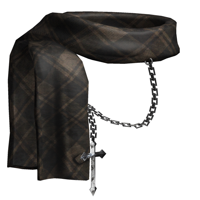 Dirty Brown Winter Scarf w Chained Cross