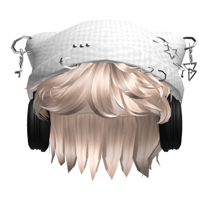 Platinum Messy Hair w/ Y2K Cat Beanie & Headphones Roblox item