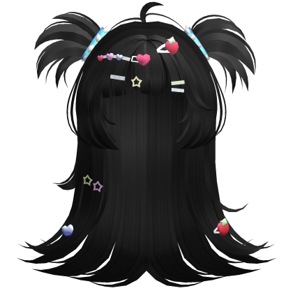 Kawaii Decora Harajuku Hair w/ Y2K Cuffs (Black) Roblox item