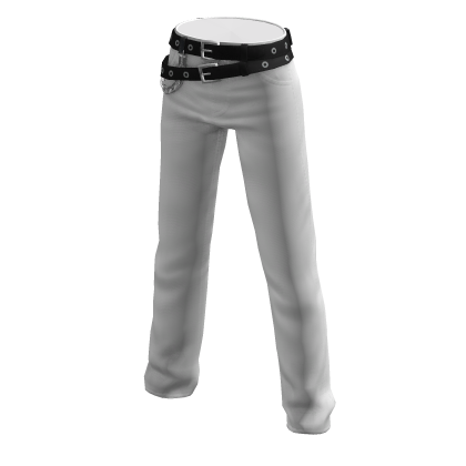 White Y2K Jeans w/ Belts