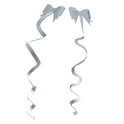 ♡꒰ hair bow light blue curly ribbon add on  Roblox item
