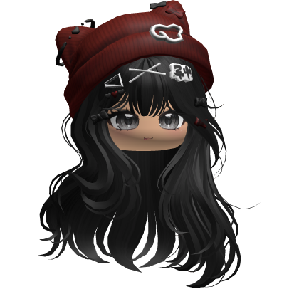 Cute Anime Girl Hair w/Cat Beanie (Black) Roblox item