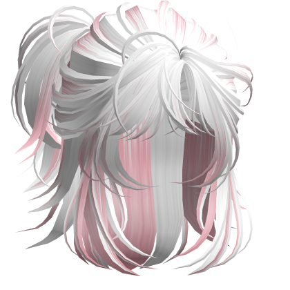 Anime Androg Wolfcut Ponytail White&Pink