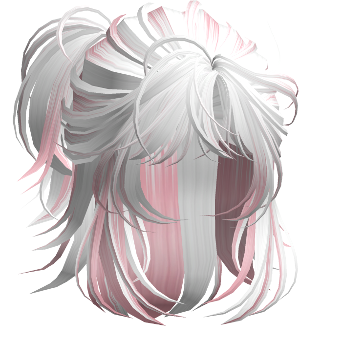 Anime Androg Wolfcut Ponytail White&Pink