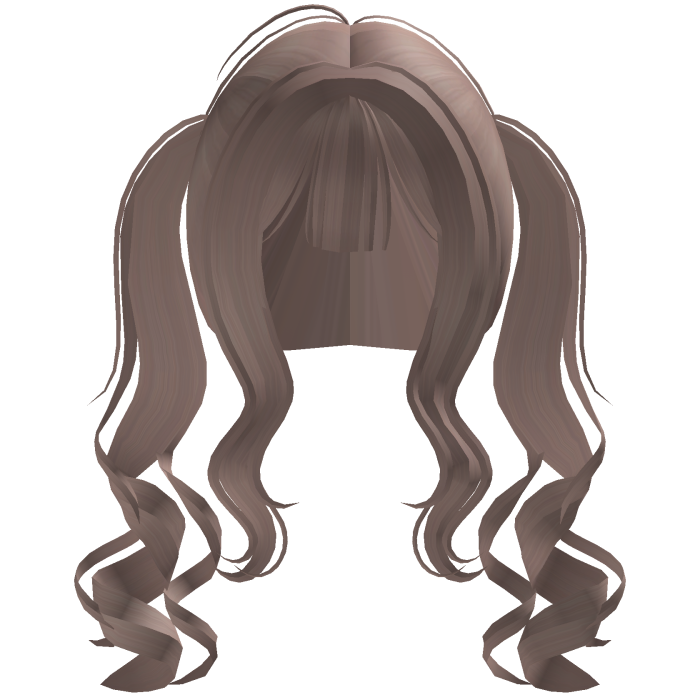 cute back curly pigtails w bangs in milk tea