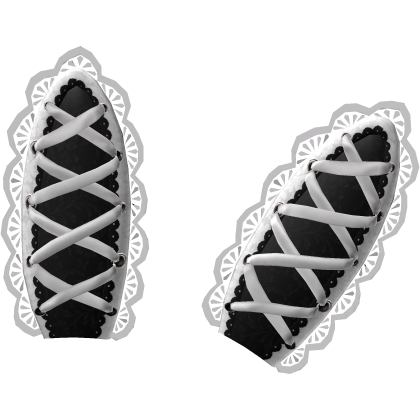 White & Black Lace-Up Bunny Ears