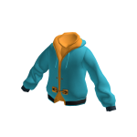 Zip Hoodie Cyan with Orange Trim