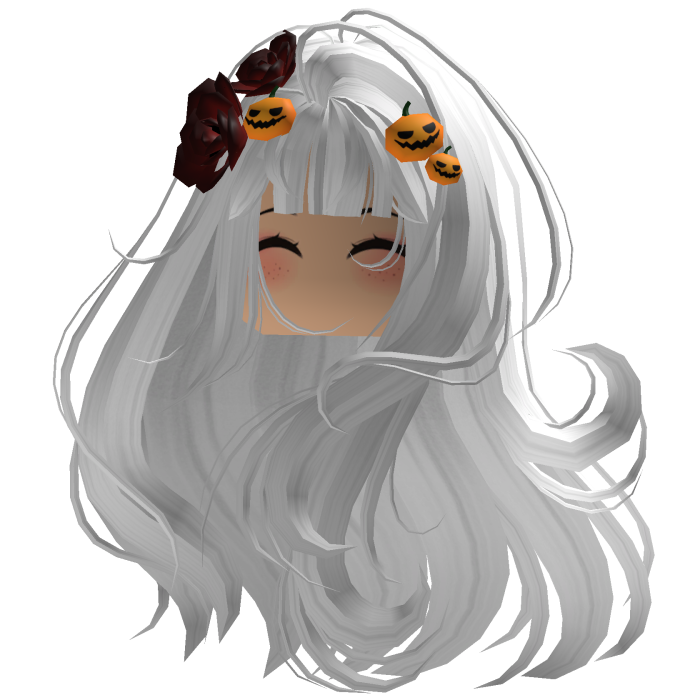 White Wavy Gothic Rose & Pumpkin Hair w/ Face