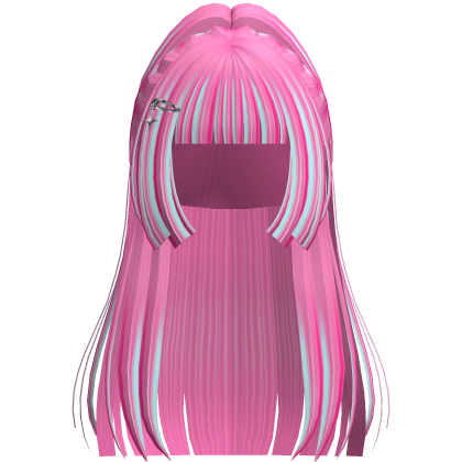 Long Layered Ponytail Hair Bangs Pink White Roblox item