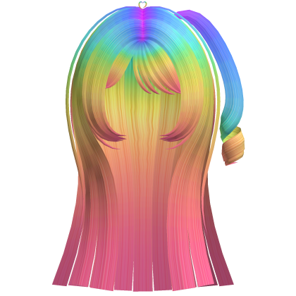Long Straight Hair w/ Side Pigtail (Rainbow) Roblox item