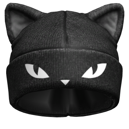 Emo Worn Black & Grey Beanie With Cat Ears n Face