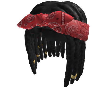 Black Box Braids Hair w/ Red Bandana Headband Roblox item
