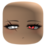 Face with a Glowing Red White Blind Eye and a Scar