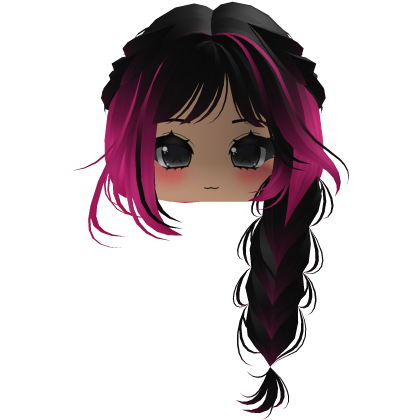 Cute Y2K emo hair adorable braids (Pink-black) Roblox item