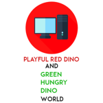 Playful Red Dino And Green Hungry Dino World
