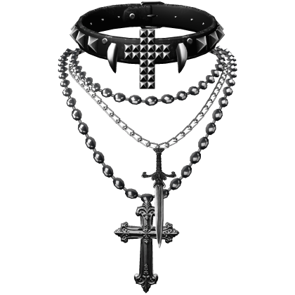 gothic vamp choker & silver layered necklaces 3.0 Roblox item